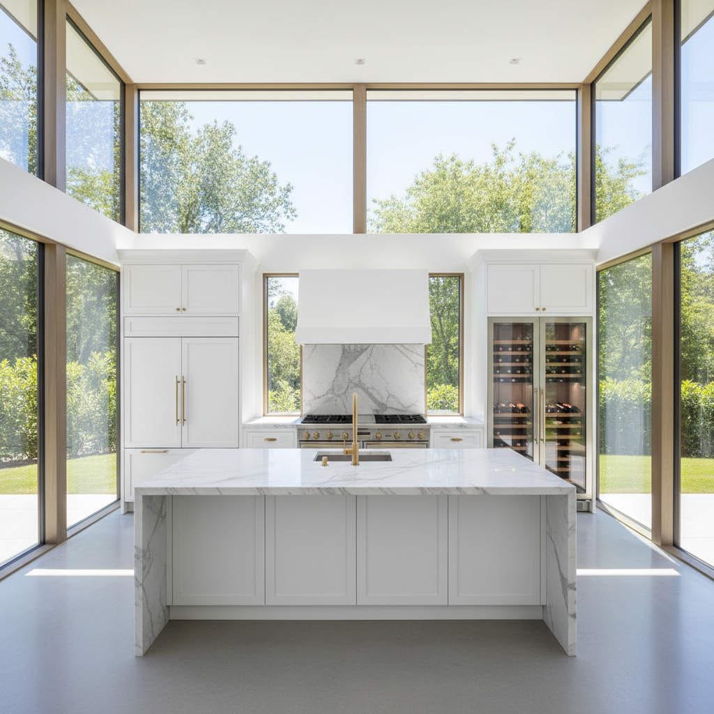 Luxury kitchen with integrated Sub-Zero style refrigeration